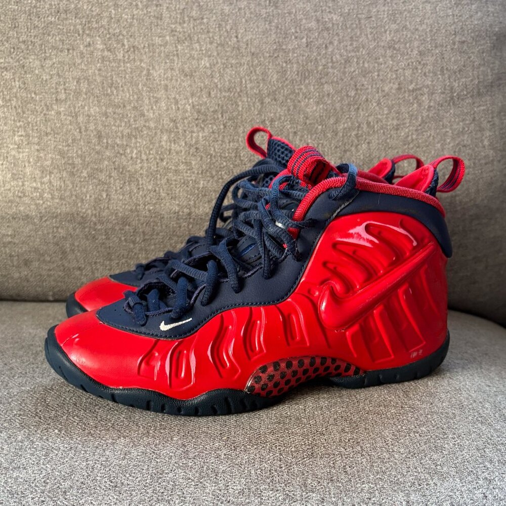 Nike Shoes Youth Size 5Y Red Navy Little Posite Pro Foamposite USA